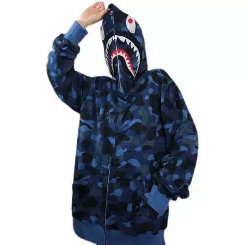 Худи женское shark камуфляж, свободный на молнии с капюшоном «акула»