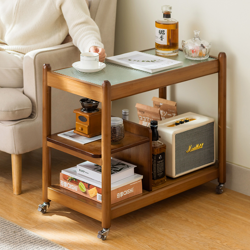 Side Table Mobile Coffee Table Tea Table Simple Small Table Mini Corner Table Small Square Table Sofa Side Table Bedside Table Trolley