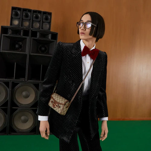 【Официальный глобальный торговый магазин】 Gucci Gucci Женская сумка Horsebit 1955 Double G Сумка для поперечного тела по одному плечу