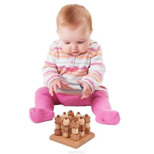 Мини -титская деревянная головоломка для детей современный 3D xoxo