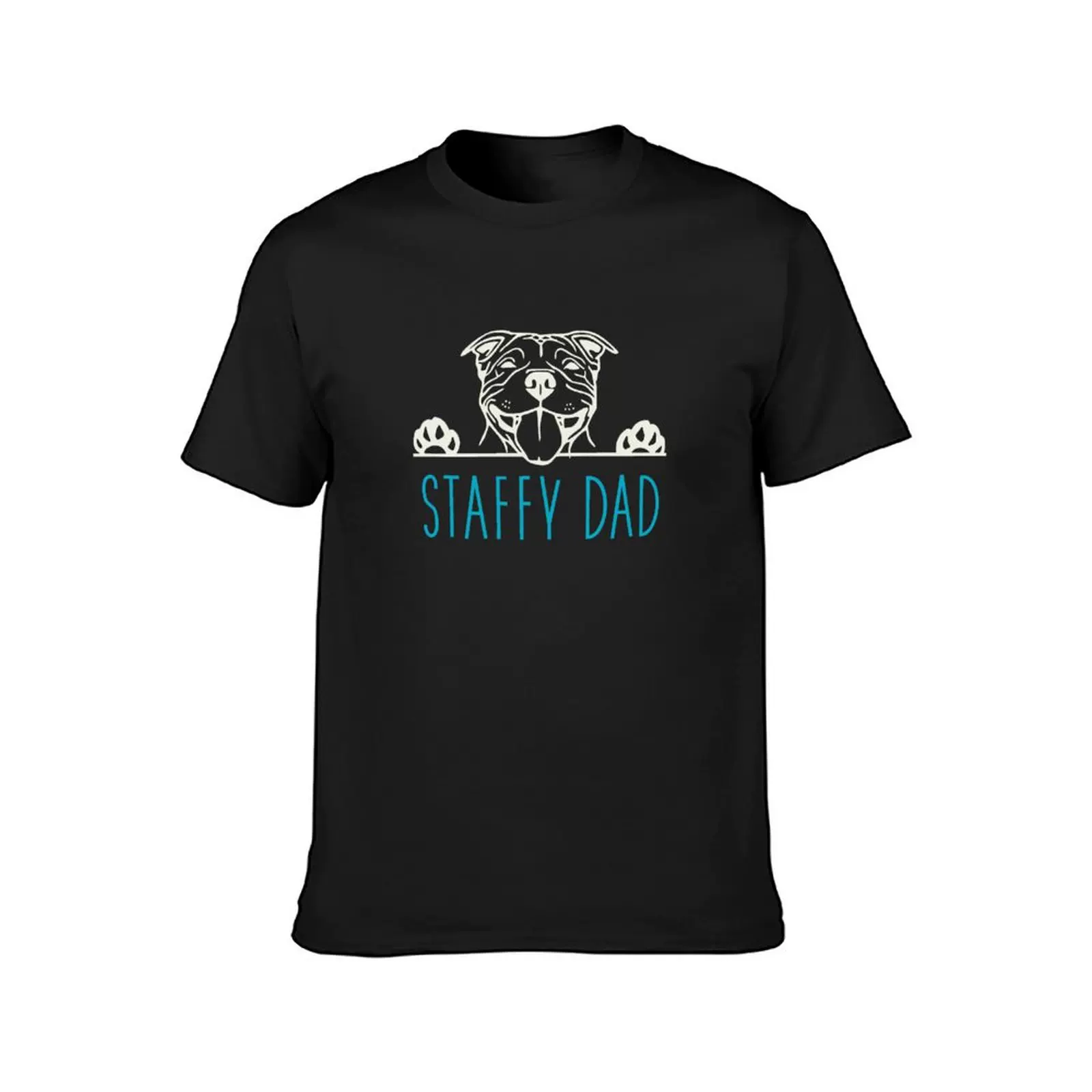 Staffy Dad with Staffordshire Bull Terrier Dog T-Shirt custo