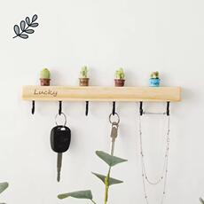 Присоска 实惠免打孔木质钥匙挂钩置物架玄关壁挂入门可爱创意入户门装饰挂
