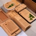 Khay trà tre melamine có hệ thống thoát nước khay trà bằng gỗ tre MFC phong cách trà đạo Nhật Bẩn Khay gỗ