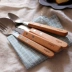 {木 苼} Nhật ký kiểu Nhật 榉 tay cầm bằng gỗ chải bằng thép không gỉ muỗng dao bộ đồ ăn phương Tây nĩa muỗng tráng miệng - Đồ ăn tối Đồ ăn tối