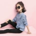 Áo sơ mi nữ bé gái 2018 mới xuân hè thu sọc Hàn Quốc áo dài tay cho bé sơ mi kiểu nước ngoài