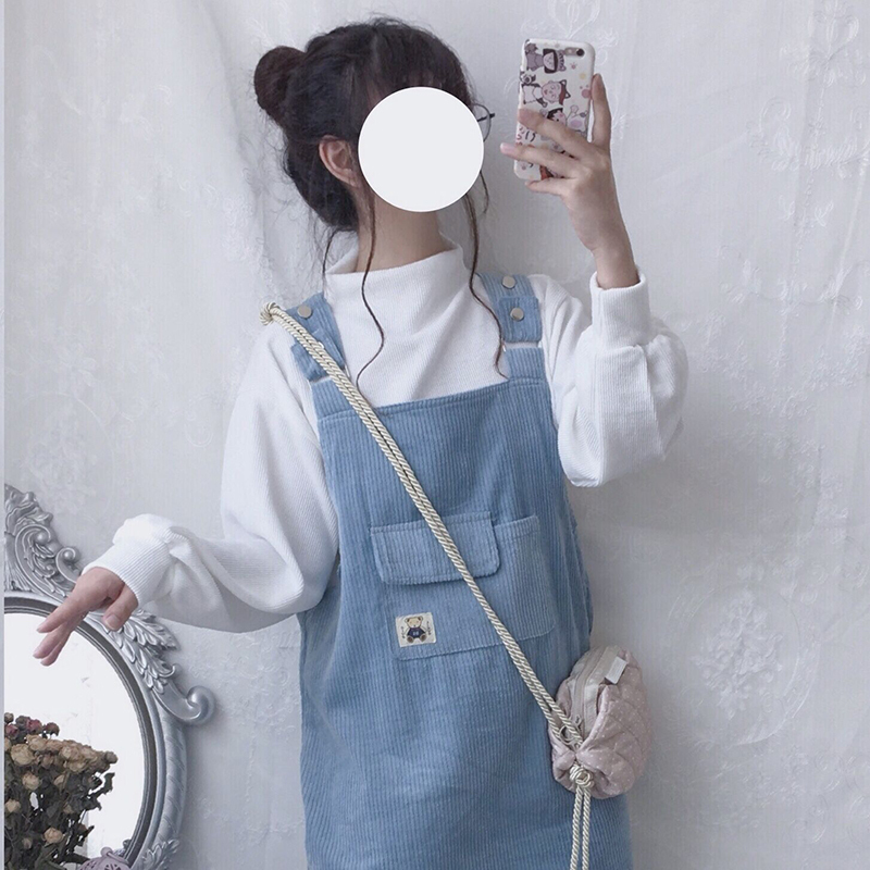 小清新连衣裙女夏2021新款甜美学生灯芯绒宽松背...