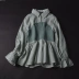 G * 24 mùa thu Hàn Quốc phiên bản 2018 mới của phụ nữ POLO cổ áo dài tay áo đơn giản sọc khâu đan áo thun áo sơ mi áo sơ mi tay dài nữ đi học Áo sơ mi dài tay