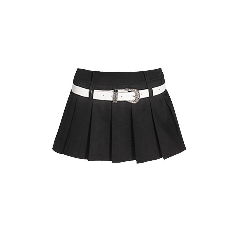 YIXUEQI American JK New Black and White Pleated Skirt Women's Spring and Summer Hot Girl A- line Low Waist Ballet Skirt