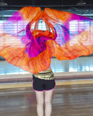 Аксессуары для танца живота 包邮肚皮舞真丝纱巾舞蹈渐变纱巾彩色扎染肚皮舞真丝手纱抛纱巾