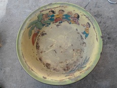 Чашка 六七十年代老搪瓷大脸盆儿童拔萝卜图古玩杂项老物件老货怀旧收藏