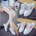 2018 mùa hè dép mới nửa giày giày nữ sinh viên giày thấp giày vải Hàn Quốc giày của phụ nữ giày đầu tròn phẳng