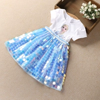 Летнее платье, летняя одежда, детские хлопковые блестки для ногтей, юбка на девочку, наряд маленькой принцессы, коллекция 2023, в западном стиле, короткий рукав