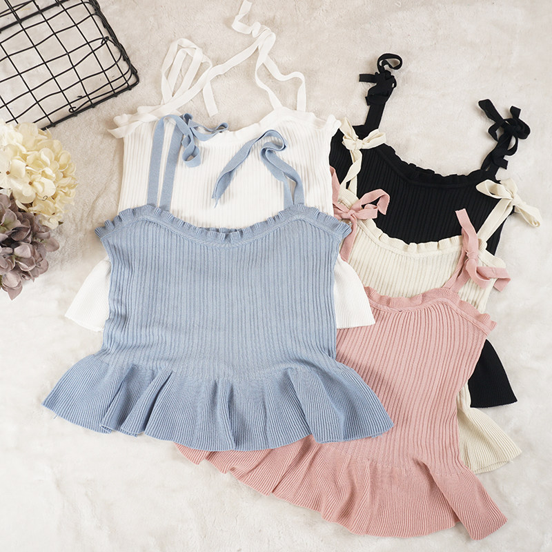 2018 dây đeo vai mới cúi ngọt ngào xù băng lụa đan yếm trong phụ nữ mặc nhỏ sling