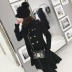 Ưu đãi đặc biệt mùa thu đông 2019 cho phụ nữ váy len cao cổ màu đen thời trang áo dài phần eo huy hiệu - Áo khoác dài ao khoac nu Áo khoác dài