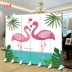 Phong cách châu Âu phòng khách phòng ngủ màn hình phân vùng đơn giản hiện đại phim hoạt hình flamingo hoa văn phòng hiên thời trang di động màn hình gấp - Màn hình / Cửa sổ song cửa sổ gỗ vuông Màn hình / Cửa sổ