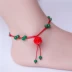 Tay dệt kim sinh viên Hàn Quốc vòng chân năm nay sợi dây màu đỏ chuông vòng chân nữ agate đơn giản vài vòng chân nam