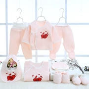 Bộ quà tặng cho bé sơ sinh mùa thu đông ấm áp quần áo dày cho bé 0-3 tháng sản phẩm cotton cho bé