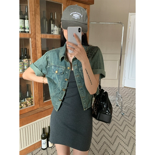 Ретро рубашка, куртка для отдыха, короткий рукав, свободный крой