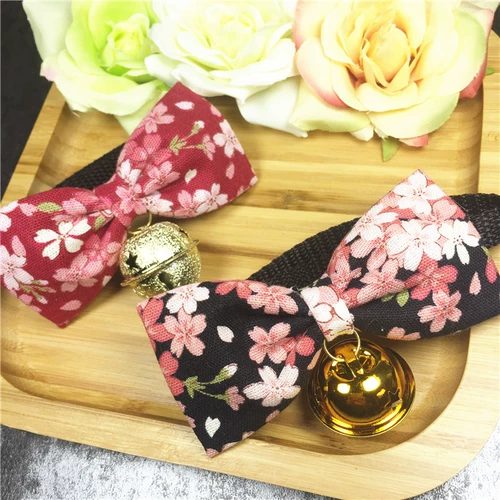 Аксессуар, чокер, колокольчик, японская галстук-бабочка с бабочкой, домашний питомец, кот, в цветочек