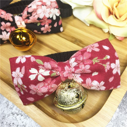 Аксессуар, чокер, колокольчик, японская галстук-бабочка с бабочкой, домашний питомец, кот, в цветочек