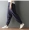Retro bông và vải lanh chín quần phụ nữ cộng với phân bón XL 180 pounds chất béo MM sọc lỏng rộng chân quần harem quần âu quần jean nữ ống rộng
