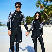 Спортивный раздельный купальник для влюбленных, комплект, мужские штаны, 4 предмета, длинный рукав, защита от солнца