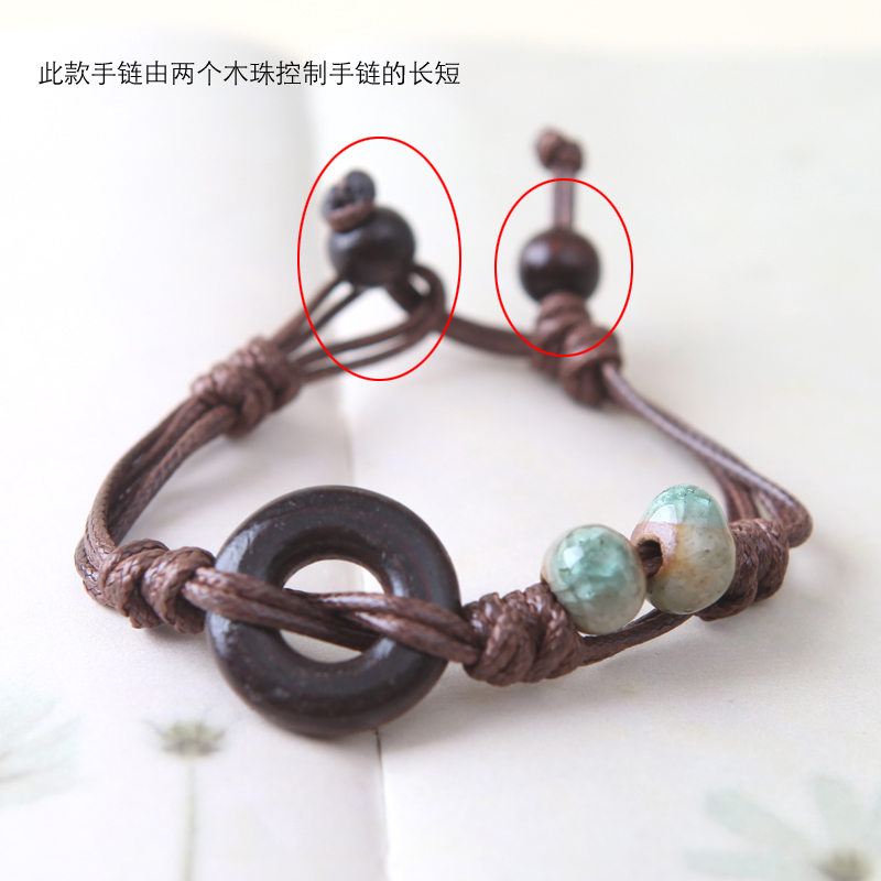 Vòng tay dệt thủ công Jingdezhen nứt men gốm hạt trang sức phong cách quốc gia Unisex vòng tay cao su