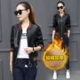 Áo khoác da nữ cộng với nhung dày 2018 mùa xuân và mùa thu mới phiên bản Hàn Quốc của đoạn ngắn Đồng phục áo khoác da pu đa năng áo da đen