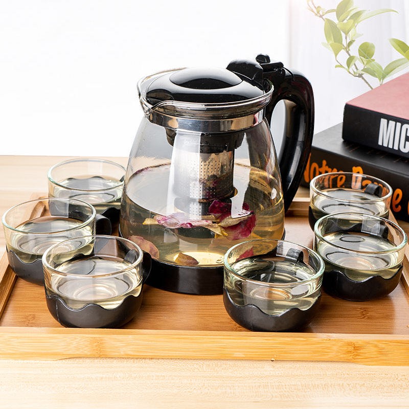 玻璃茶壶家用耐高温々水壶花茶壶大容量泡茶壶带过滤冲茶器茶具套装