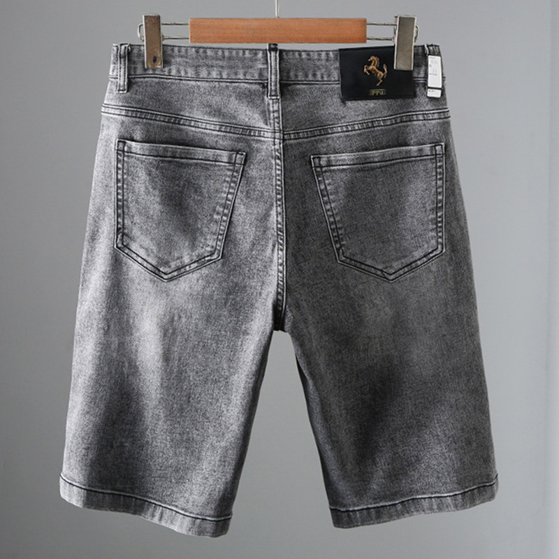 Denim shorts, men's summer thin capri pants, men's casual straight-leg pants, men's youth trendy mid-length pants DK305 details Picture
