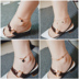 Hàn Quốc phiên bản thép titan vòng chân nữ cảm giác tăng chân vàng 踝 系 铛 铛 bốn lá cỏ ba lá chân vòng mùa hè không phai mờ dây chân Vòng chân