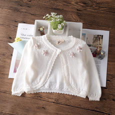 Плащ детский 2024春夏女童披肩纯棉薄六一表演配裙子公主小外套小童针织衫外搭