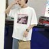 Người đàn ông Hàn Quốc ngắn tay t- shirt mùa hè vài lỏng lẻo một nửa tay áo sơ sinh sinh viên giản dị năm- điểm tay áo vòng cổ t- áo sơ mi thủy triều Áo khoác đôi