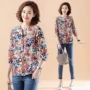 Áo phông nữ size lớn 2019 phiên bản mới của Hàn Quốc áo rộng bảy điểm tay áo che bụng là áo sơ mi mỏng in hình thủy triều - Cộng với kích thước quần áo quần áo nữ
