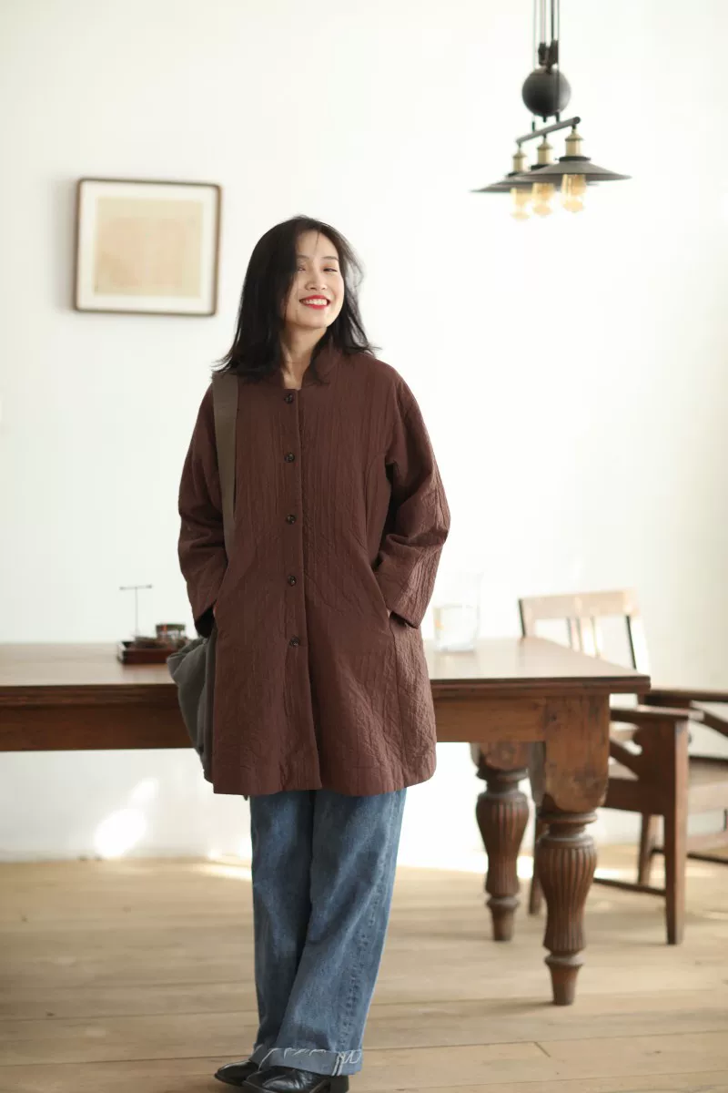 大拙 Retro classic trench coat, mid length, high-quality style, bright catchy style