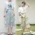 Phiên bản Hàn Quốc mùa hè 2020 nữ sinh áo thun hai mảnh giản dị phù hợp với váy voan hoa nhỏ khí chất siêu tươi - Bộ đồ
