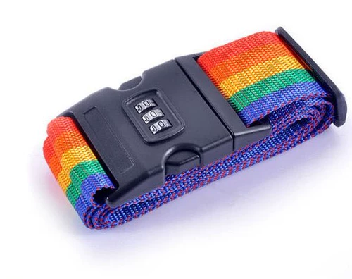 Чемодан, пакет, радужный ремень, алюминиевый кейс