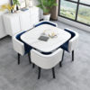 Imitation of marble square+blue and white leather chair 4 chairs