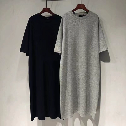 Хлопковая футболка, пижама, тонкая длинная юбка, банный халат, изысканный стиль, средней длины