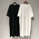 Хлопковая футболка, пижама, тонкая длинная юбка, банный халат, изысканный стиль, средней длины