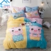 Khăn trải giường bốn bộ giường hoạt hình cotton 笠 0,9 m 1,35 trẻ em bộ đồ giường ba mảnh gió biển - Bộ đồ giường bốn mảnh