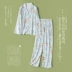 Bộ đồ ngủ nữ dài tay mùa xuân và mùa thu, cotton phiên bản phục vụ tại nhà của Hàn Quốc, cotton lụa cỡ lớn, quần áo lụa mô phỏng điều hòa không khí, thư giãn - Cha mẹ và con