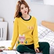 Mùa thu dài tay nữ chất liệu cotton mỏng đồ ngủ cô gái tăng trưởng quần mùa xuân và mùa thu mùa đông cộng với kích thước áo khoác ngoài - Bên ngoài ăn mặc