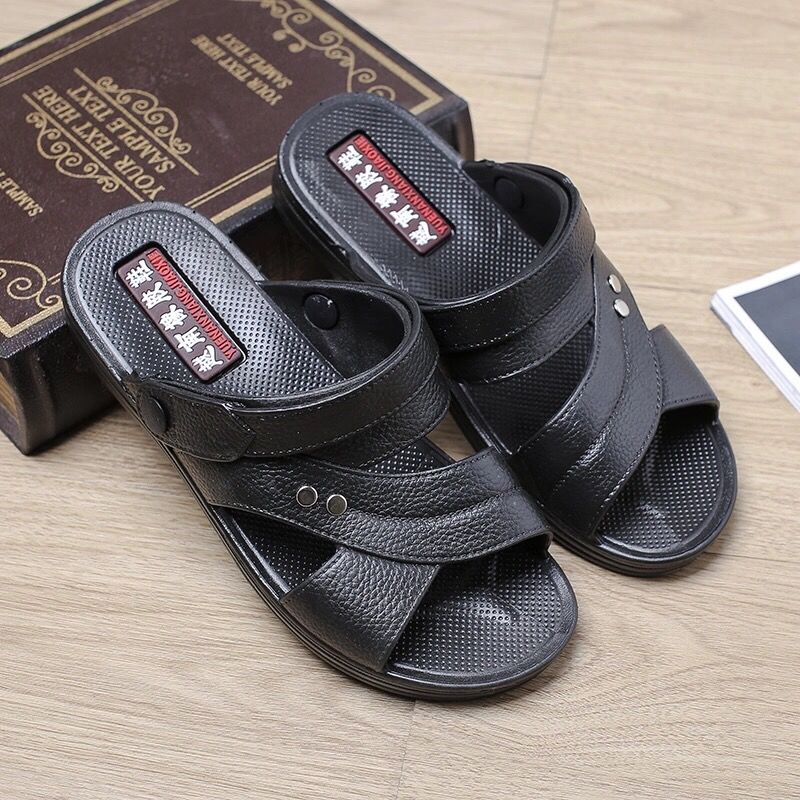 Vietnam Rubber Beef Sole Sandals Men's Summer Thick-soled Wear-resistant Plastic Sandals Middle-aged Non-slip Outer Wear Beach Shoes