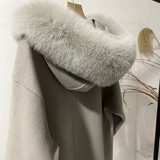 Зимнее двусторонное шерстяное шерстяное пальто с капюшоном, кашемировая куртка, в западном стиле