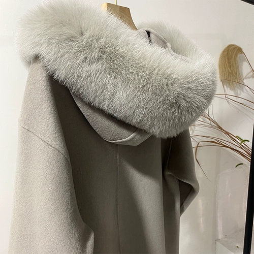 Зимнее двусторонное шерстяное шерстяное пальто с капюшоном, кашемировая куртка, в западном стиле