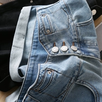 Дизайнерская небольшая джинсовая юбка, шорты, высокая талия, по фигуре