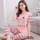 Bộ đồ ngủ Nam Cực dành cho phụ nữ mùa hè mỏng phù hợp với cotton ngắn tay mùa thu và mùa đông hai mảnh phù hợp với phụ nữ trẻ mùa xuân và mùa thu dịch vụ nhà - Bộ Pajama