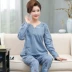 Mùa xuân và mùa thu các bà mẹ đồ ngủ cotton dài tay trung niên cotton nữ trung niên và người cao tuổi mùa thu và mùa đông mô hình kích thước lớn phù hợp với dịch vụ nhà - Nam giới