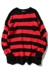 Guochao mùa thu và mùa đông sọc đen và đỏ tương phản màu lỏng đan áo len lỗ phần dài kích thước lớn nam giới và phụ nữ những người yêu thích mặc thủy triều sinh viên Cặp đôi áo len